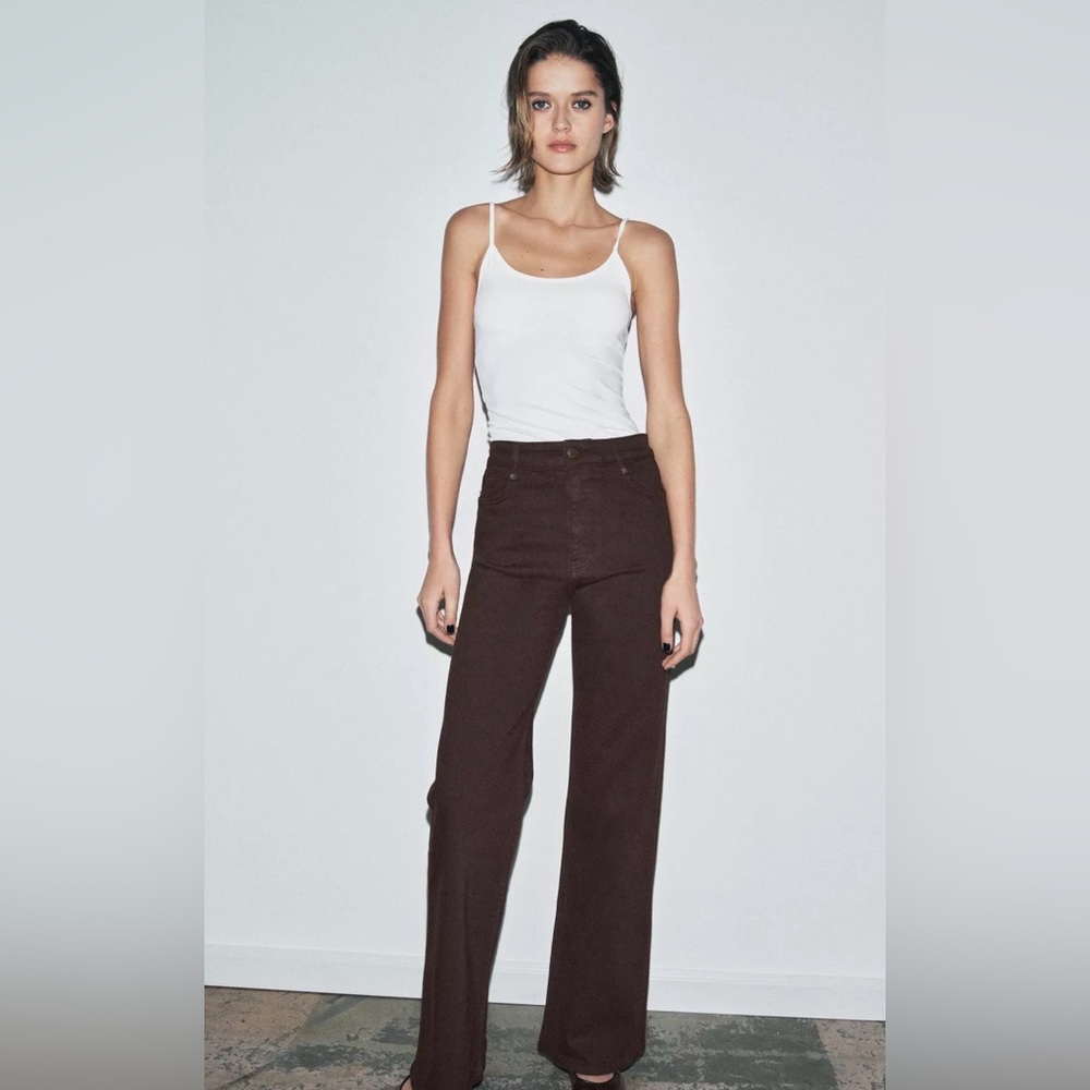 ZARA Brown Straight-Leg Jeans
